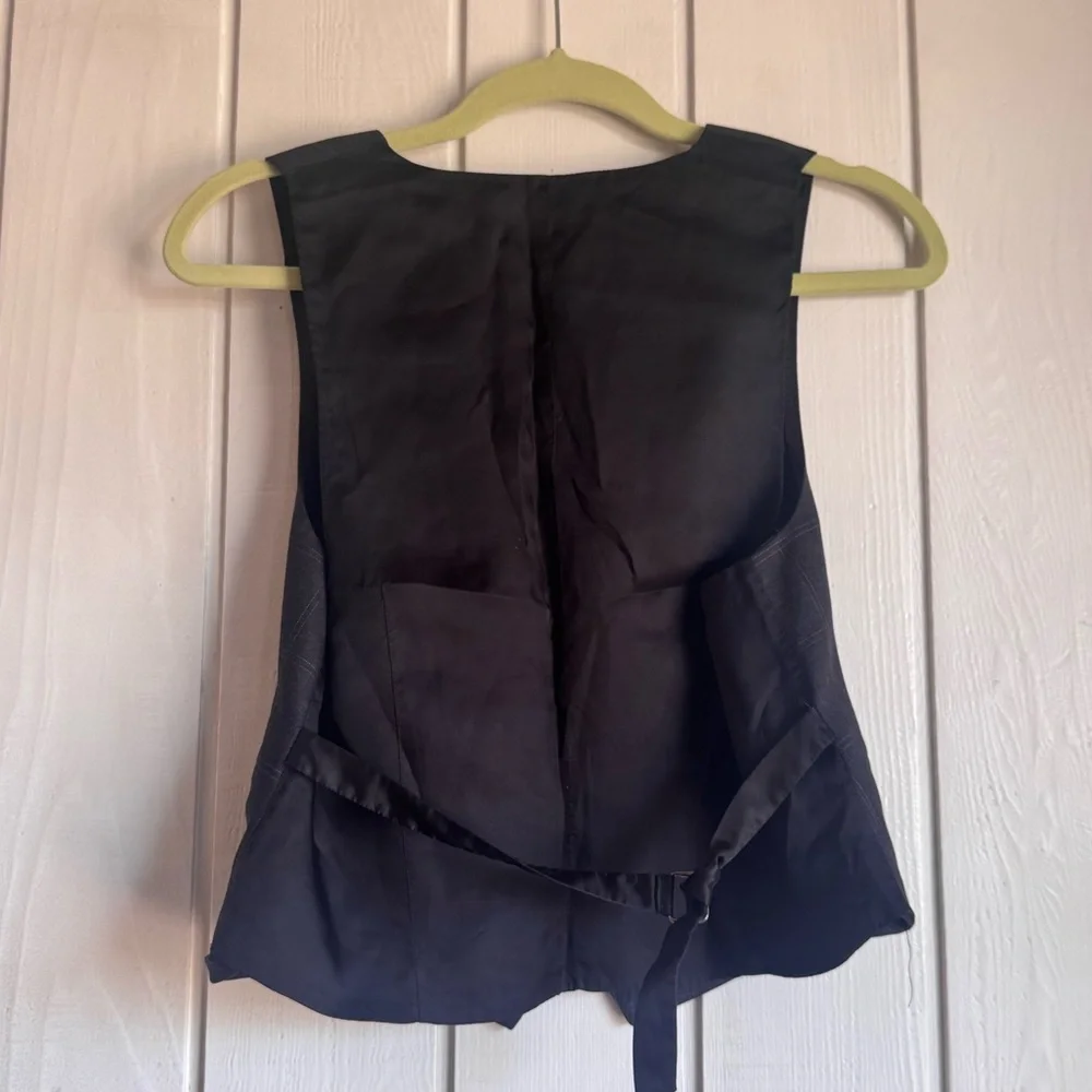 Theory Charcoal Gray Grid Pattern Vest - Picture 2 of 5